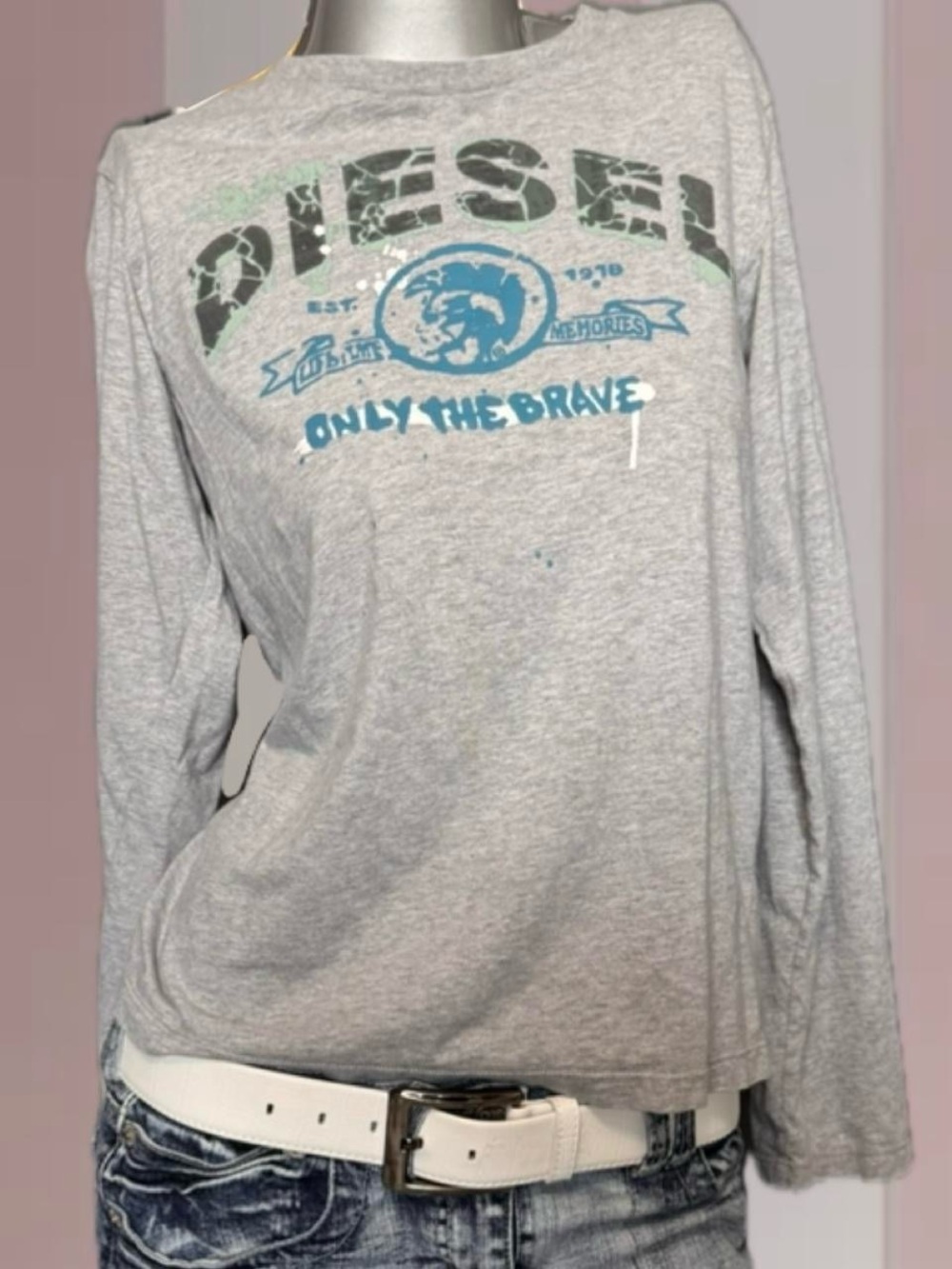 DIESEL Y2K Grey Long Sleeve Tee